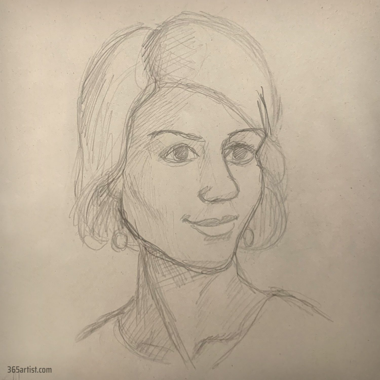 drawing of woman with earrings