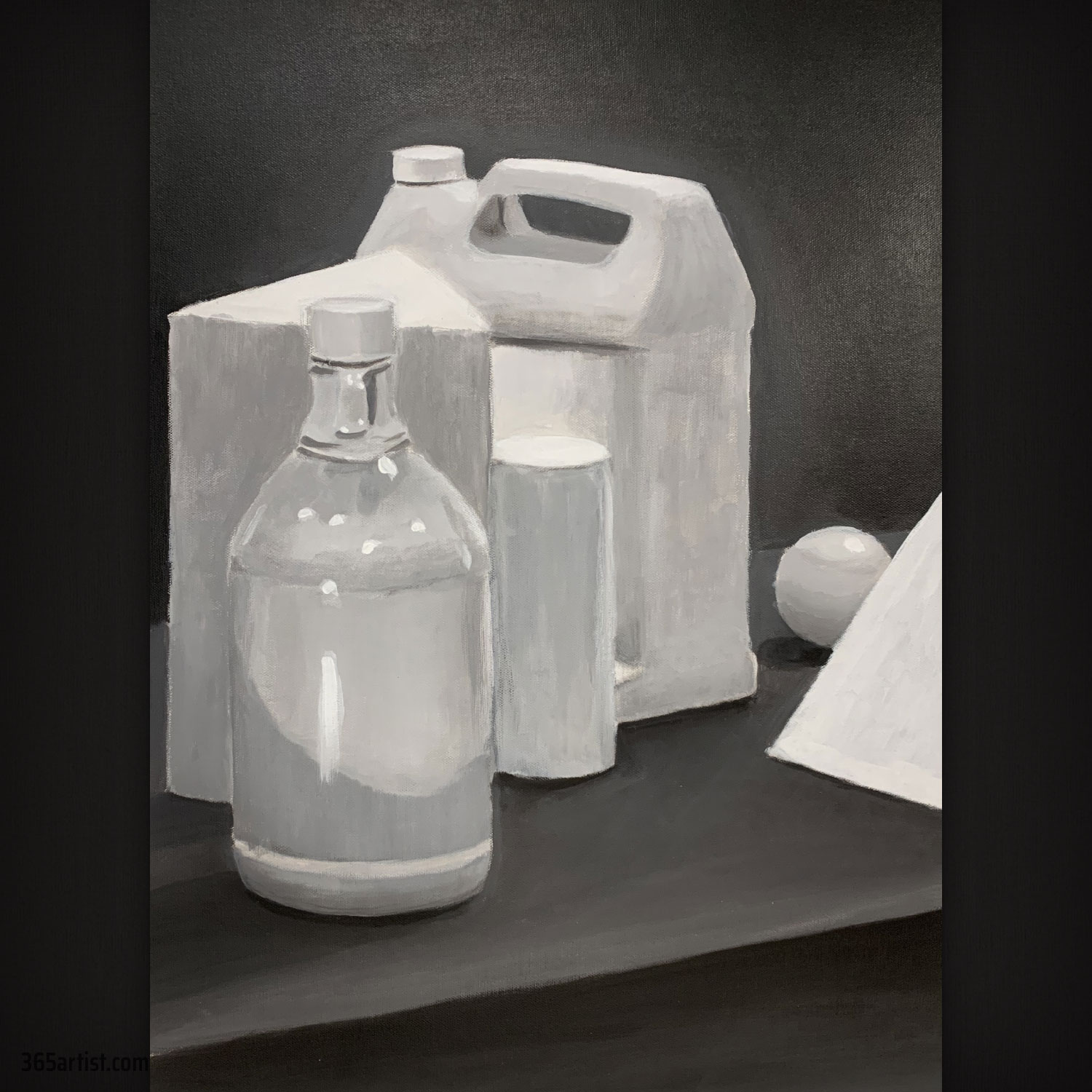 black and white still life painting