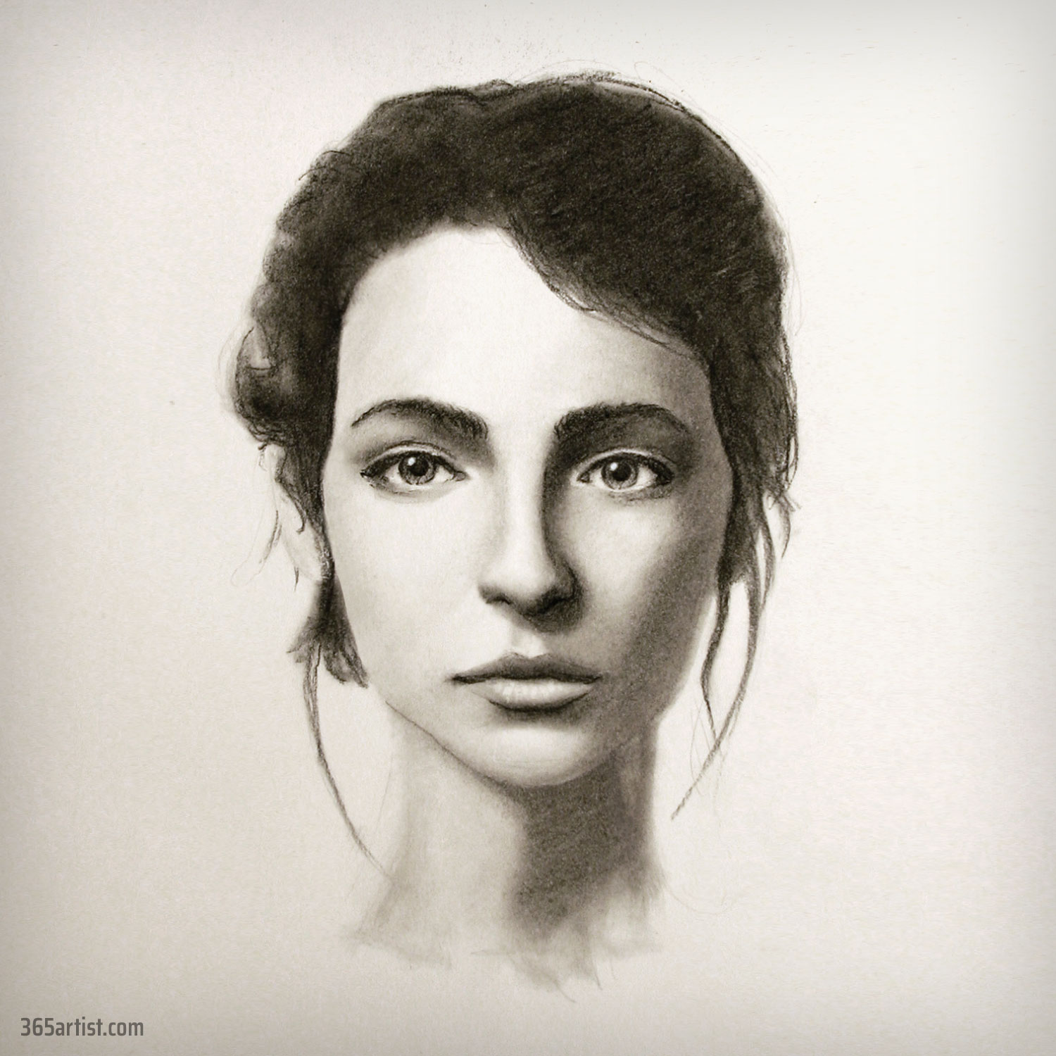 charcoal lady portrait drawing