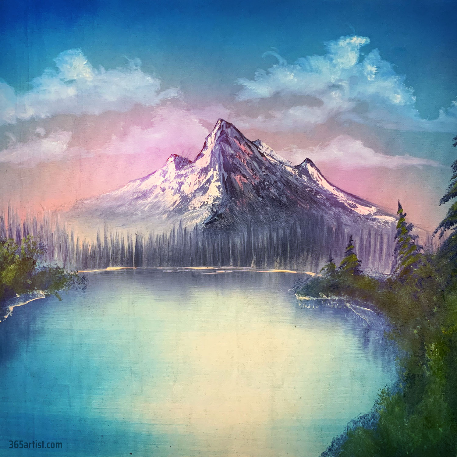 morning mountain painting