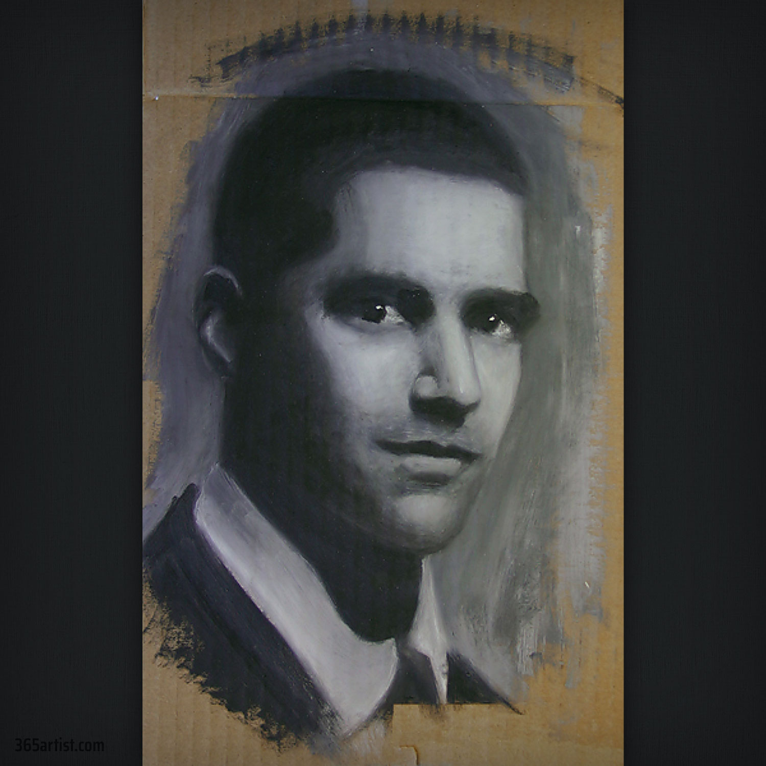 portrait oil painting on cardboard