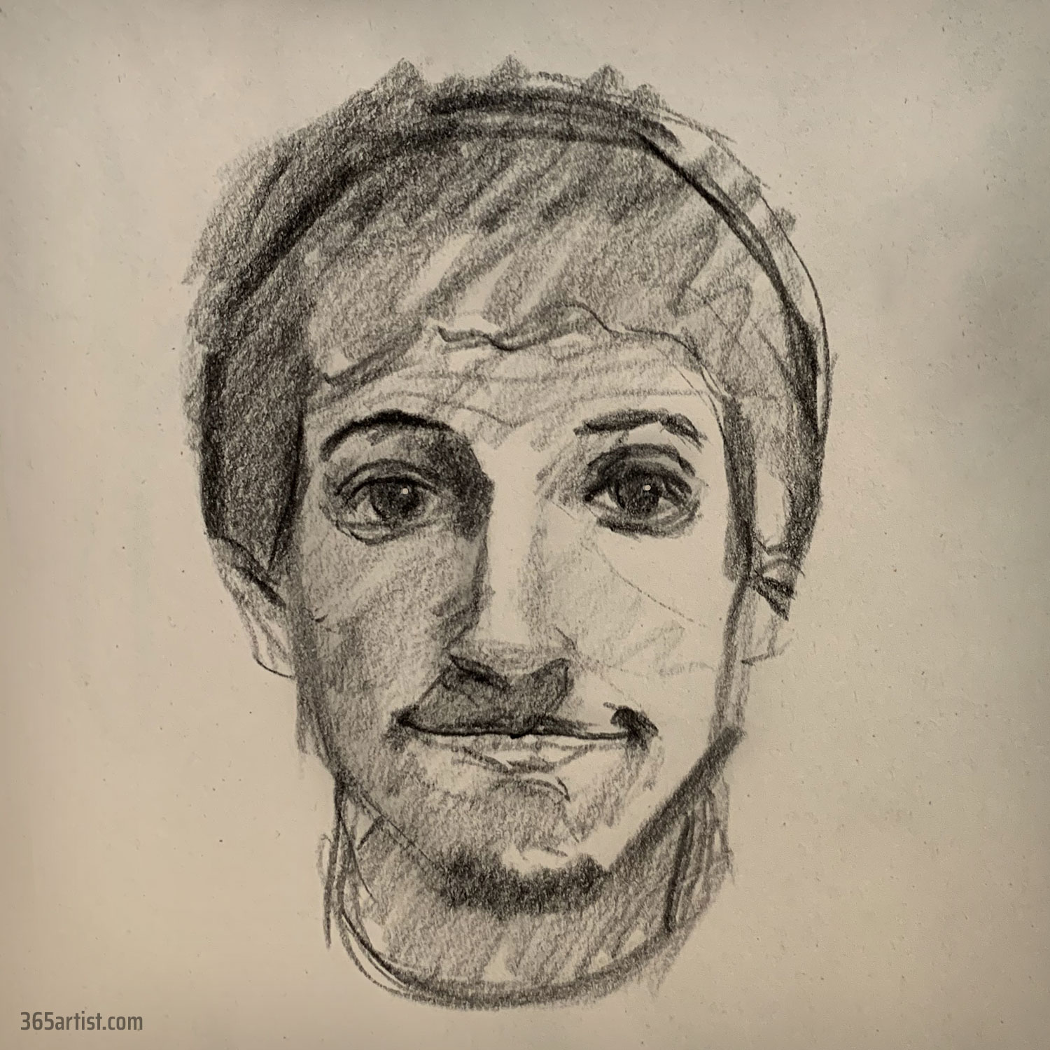 quick charcoal self portrait drawing