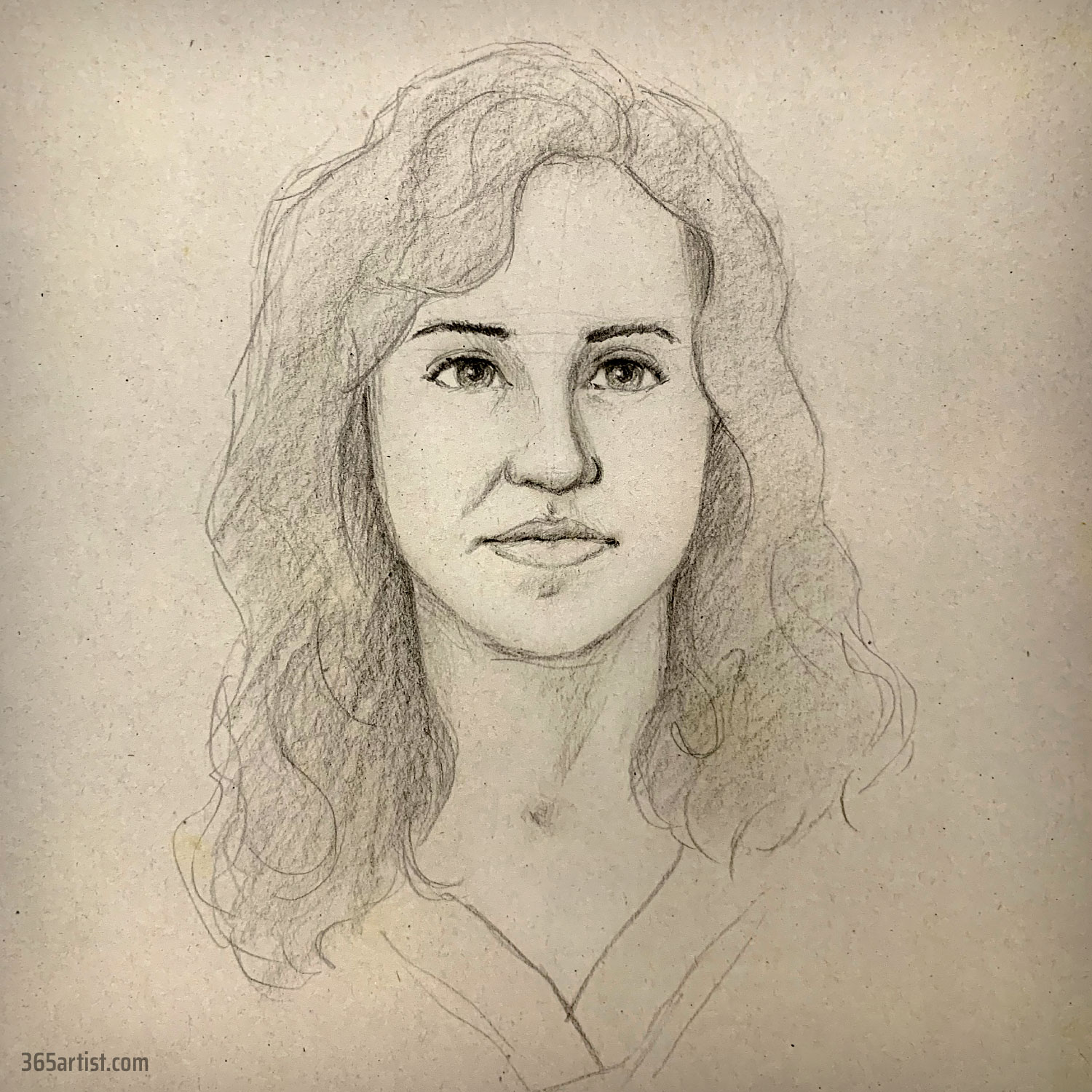 charcoal portrait drawing of my wife