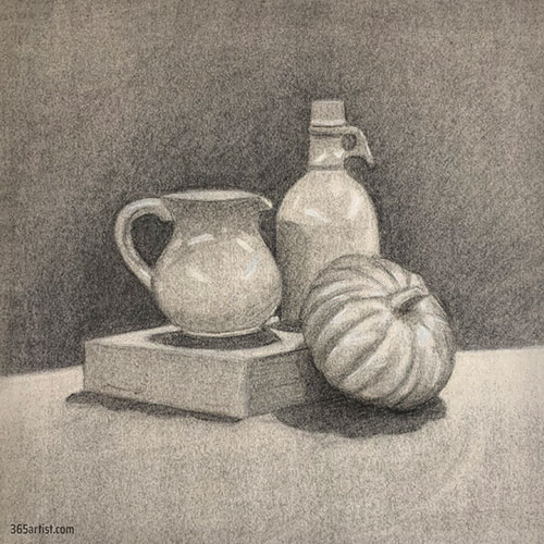 charcoal still life drawing