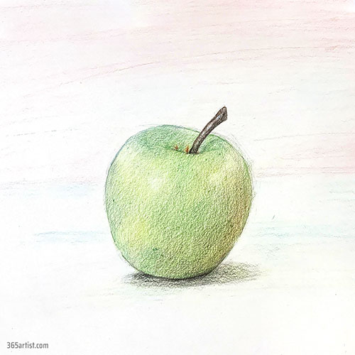 colored pencil drawing of an apple