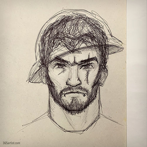 drawing of construction worker