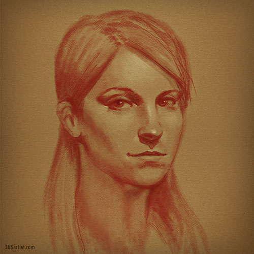 digital chiaroscuro portrait drawing