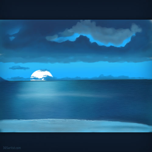 painting of a moon rise