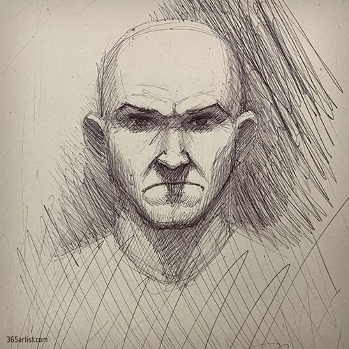 portrait drawing with dramatic lighting