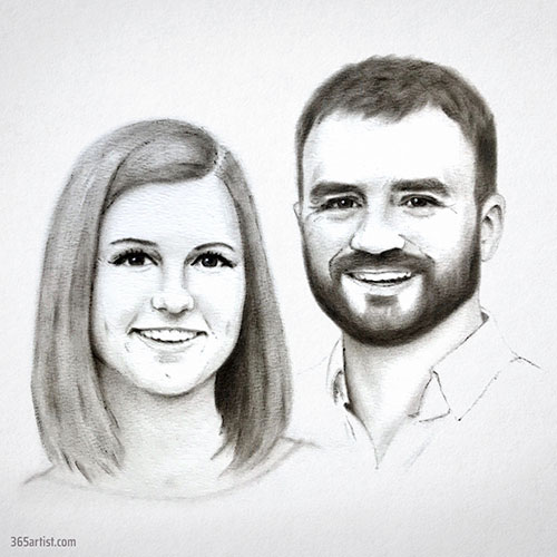 dry brush portrait drawing