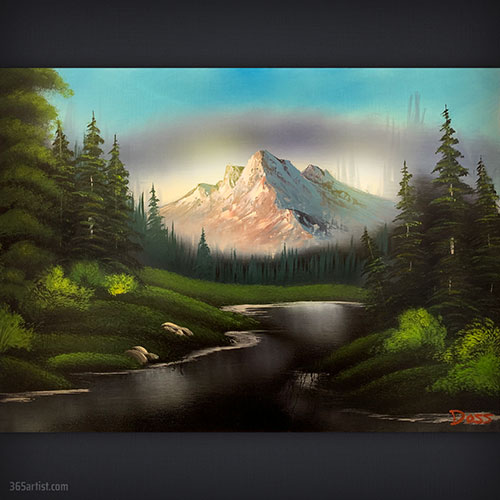 forest mountain painting