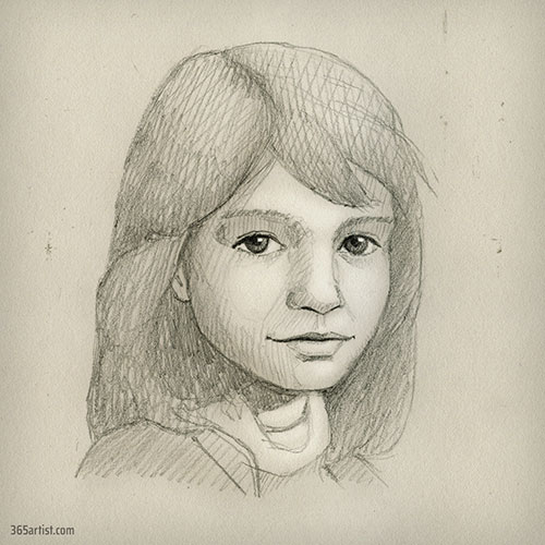 pencil portrait drawing of a girld