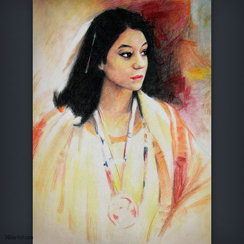 colored pencil drawing in Harley Brown style