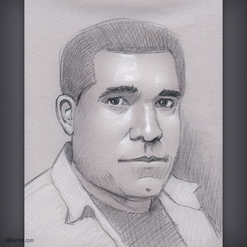 charcoal portrait drawing of hispanic man