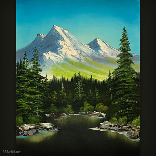 mountain forest landscape painting