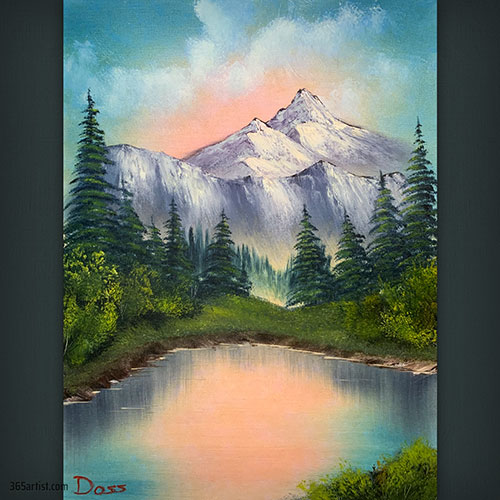 mountain sunset painting