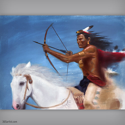 digital painting of native american indian