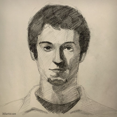 self portrait charcoal drawing