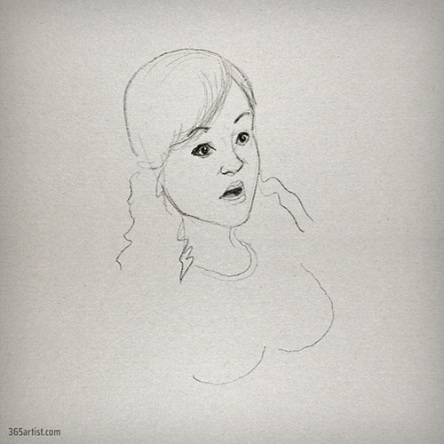 drawing of a suprised woman