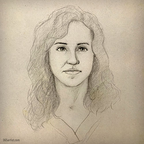 charcoal portrait drawing of my wife